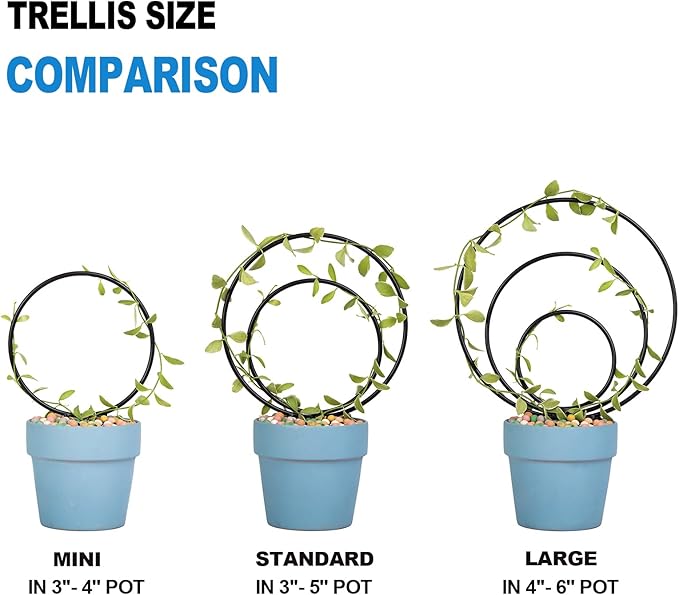 Mirthdino Premium Hoya Trellis - Unique Metal Plant Support for Climbing Plants - Set of 3 Different Sizes - Ideal for Indoor and Potted Plants