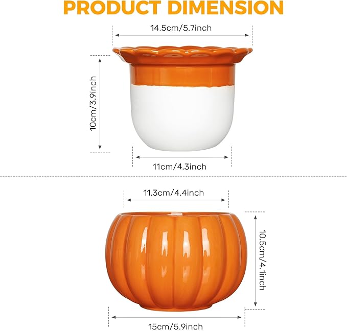 BUYMAX African Violet Pots, Halloween Pumpkin Plant Pots Ceramic Easy Self Watering Plant Pot for Busy Plant Lovers, Automatically Absorb Appropriate Amount of Water, Flower Pot Indoor