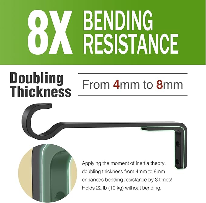 8 Inch 2 Pack Black Heavy Duty Outdoor Plant Hangers, Iron Hanging Plant Brackets for Hanging Plants Outside, Metal Plant Hooks Plant Wall Hooks for Hanging Lantern, Bird Feeder