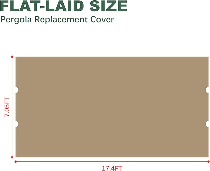 85''x 208'' Universal Doubleton Steel Pergola Replacement Cover for Pergola L-PG080PST, (Khaki)