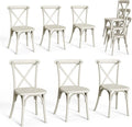 VINGLI Plastic Outdoor Dining Chairs Set of 6, Stackable Patio Cream White Dining Chairs with X Back, Waterproof Kitchen & Dining Room Chairs for Indoor-Outdoor, Capacity 400 lbs