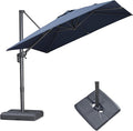 PURPLE LEAF 8 FT Outdoor Umbrella with Base Patio Cantilever Aluminum Umbrella with 3 Years Fade Resistance Recycled Fabric Offset Square with 360-degree Rotation for Deck Pool Garden, Ocean Slate
