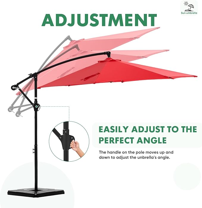 NEWBULIG 10FT Patio Umbrella, Offset Cantilever Outdoor Patio Table Umbrella, UV Protection, Fade Resistant Fabric, Easy Tilt Adjustment for Pool, Deck, Garden, Backyard