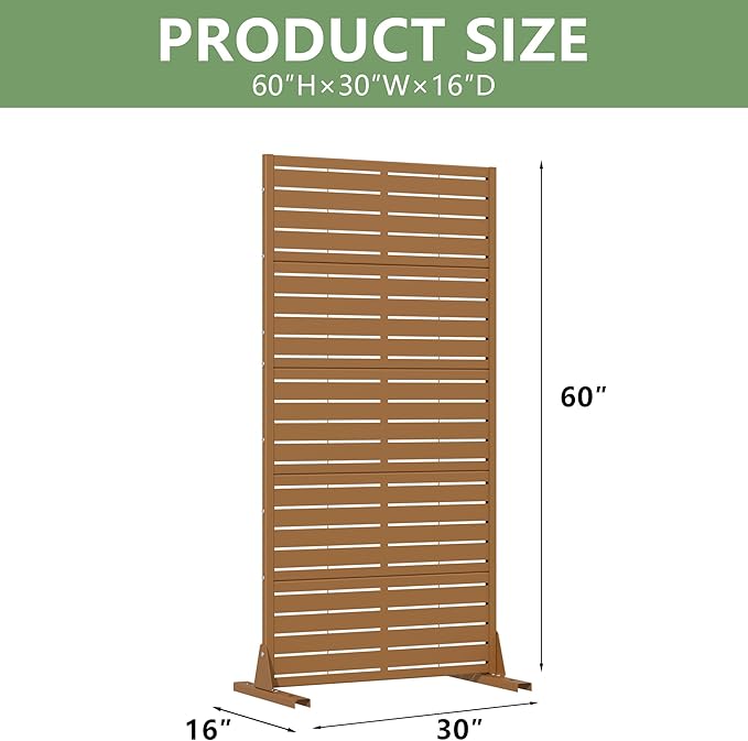 Casaphoria Metal Privacy Screen Outdoor, 72" H x 35" W Freestanding Decorative Privacy Screen for Patio Deck Balcony Garden with Stable Base, Black-Perilla