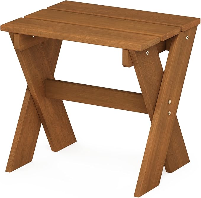 Furinno Tioman Outdoor Side Table Flower Stand, Dark Red Meranti Hardwood