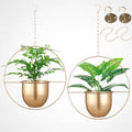 2 Pack Gold Hanging Planter, Hanging Planters for Indoor Plants with 5.5" Pot + Ceiling Hook + Extender Chain, Gold Plant Hanger, NO Plant incld
