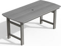 Ciokea HDPE Outdoor Dining Table with Umbrella Hole,66" Rectangle Patio Table for 6,All-Weather Outdoor Patio Furniture Set for Garden Backyard,Grey