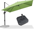 PURPLE LEAF 10 Feet Square Cantilever Umbrella Patio Umbrella with Base Outdoor Umbrella Aluminum Offset with 360-degree Rotation for Garden Deck Pool Patio Apple Green