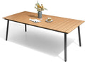 83" Patio Outdoor Dining Table for 6-8, Weather-Resistant Wood-Grain Top with Aluminum Frame & Umbrella Hole for Deck Gatherings, Brown