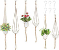 Swpeet 6 Pack 3 Sizes Macrame Hanging Planter Holder Plant Hanger with 6 Pack 2.9 Inch Ceiling Cup Hooks Kit, Hanging Planter Basket Rope Holder for Indoor Outdoor Decorations Beautiful Hanging