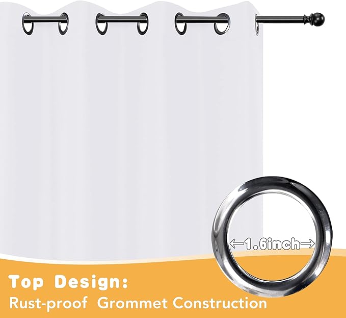 HolidayIdeas Extra Wide Outdoor Curtains for Patio Waterproof, 4 Panels - 110 x 95 Inch - Privacy & Light Filtering Curtains White Grommet Outside Curtains for Porch, Gazebo, Pergola, Backyard