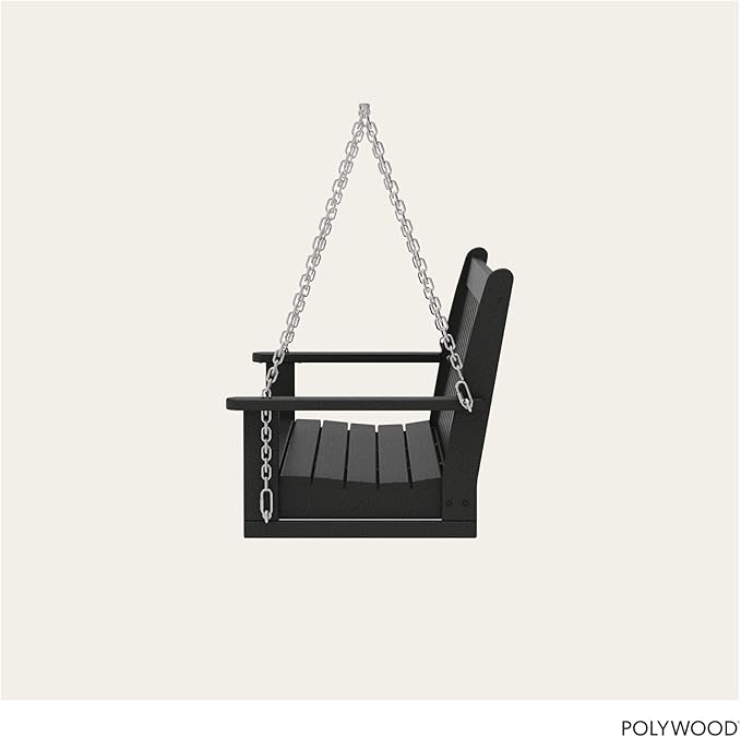 POLYWOOD GNS60BL Vineyard 60" Outdoor Swing, Black