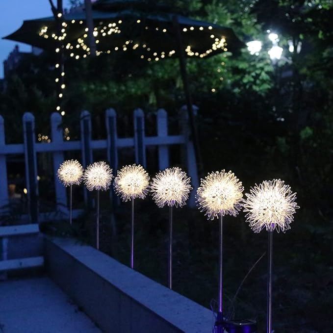 GUOCHENG Dandelion Solar Garden Lights Waterproof Outdoor LED Landscape Lights, Solar Flower Lights for Courtyard Pathway Flowerbed Patio Lawn Décor(2Pcs)