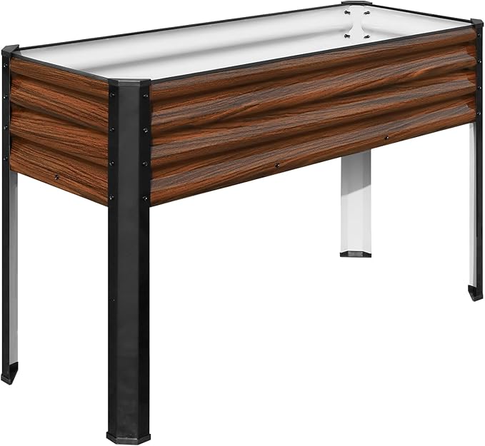SnugNiture Raised Garden Bed with Legs, 48×18×32in Outdoor Metal Elevated Raised Planter Box for Backyard, Patio, Balcony