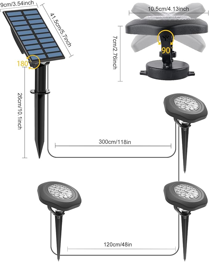 CORESLUX Solar Spot Lights Outdoor Waterproof IP68, 3-in-1 LED Warm Light Solar Landscape Lights, 2 Light Modes Landscape Path Lights for Outside Garden Yard Pond Pathway