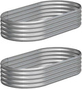 2PCS 4x2x1FT Galvanized Raised Garden Bed Kit,Vegetable Boxes-Oval Metal Flower Box,Large Planter Raised Beds Outdoor Garden for Planting,Fruit,Herb-Silver