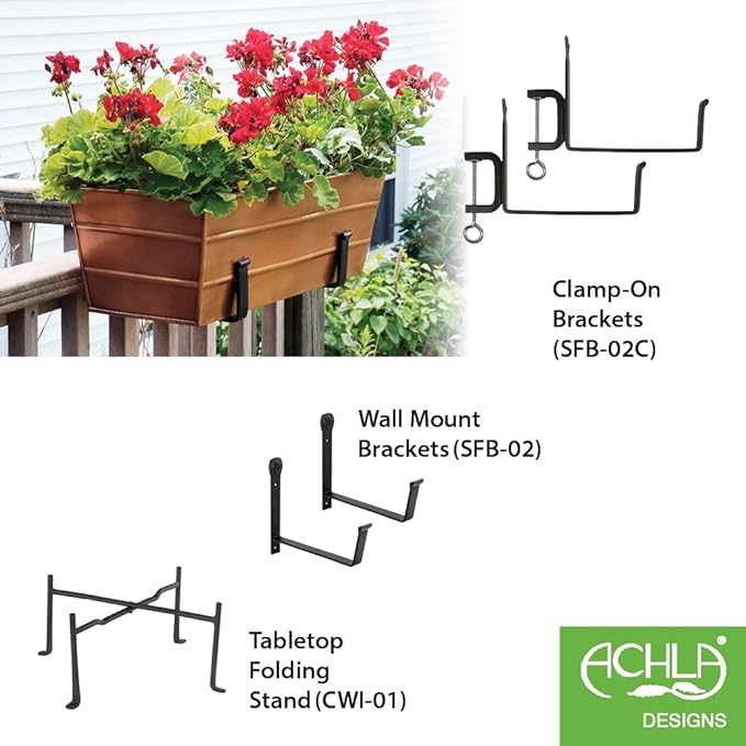 Achla Designs C-20C Copper Plated Flower Box, Medium Window Flowerbox Planter