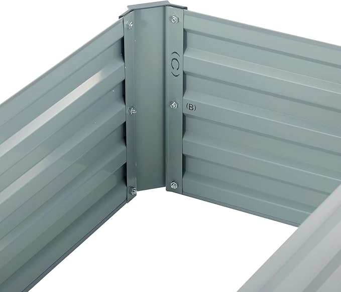 2 Pack 4x2x1FT Galvanized Raised Garden Bed Kit, Outdoor Metal Planter Box for Vegetables, Bottomless Rectangular Gardening Bed with Support Rods, Tool-Free Assembly, Gray