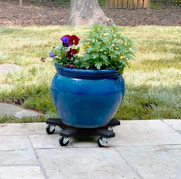 Bosmere 20" Plant Caddie - Heavy-Duty Rolling Plant Stand with Locking Wheels, 500 lb Capacity – Durable Plant Caddy for Indoor/Outdoor Use, Charcoal