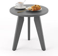 HDPS Outdoor Side Table, Small Round Side Table Weather-Resistant, Outdoor Side Tables for Patio, Porch, Deck, End Table for Plant Stand, Living Room, Bedroom, Gray