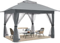COOSHADE 13x13 Pop Up Gazebo Tent Outdoor Canopy Patio Shelter with Mosquito Netting(Grey)