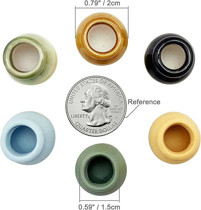 Miniature Terracotta Pots, 6 Pieces Mini Ceramic Clay Flower Pots Pottery Planter for DIY 1:12 Dollhouse Fairy Garden Flower Plants Bonsai Micro Landscape Decoration