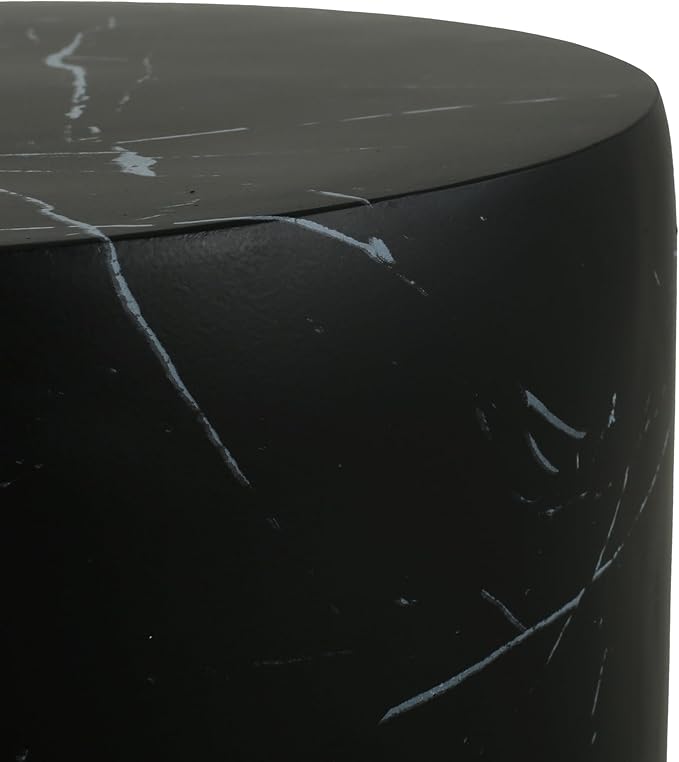 Christopher Knight Home Outdoor Round Side Table,Patio Garden Stool End Coffee Table,Decorative Accent Table for Patio,or Balcony,Lightweight Concrete Material,Black Marble