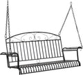 VINGLI Upgraded Metal Patio Porch Swing, 660 LBS Weight Capacity Steel Porch Swing Chair for Outdoors, Heavy Duty Swing Chair Bench for Gardens & Yards (Pattern 6)