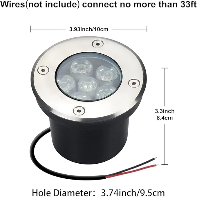 JESLED Landscape Lighting 6W LED Well Lights, 12V 24V Ground Lights 6000K Bright White, IP67 Waterproof Low Voltage Landscape Light Spotlight for Driveway Deck Patio Yard Garden Outdoor (6 Pack)