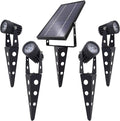 4-Spotlight Mini 50X Solar-Powered LED Spotlight (Cool White LED), Black Finish, Outdoor Garden Yard Landscape Downlight