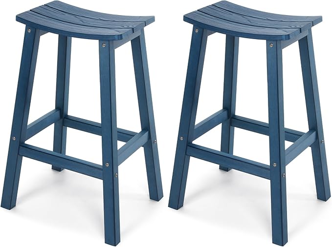 Stoog All-Weather Bar Stools Set of 2, 28" Height Outdoor Bar Stools with 400 lbs Weight Capacity, Low Maintenance, for Patio, Deck, Kitchen Counter, and Garden, Blue