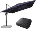 PURPLE LEAF 10' X 13' Patio Umbrella with Base Outdoor Cantilever Rectangle Offset Umbrella with 360-degree Rotation for Garden Deck Pool Patio Navy