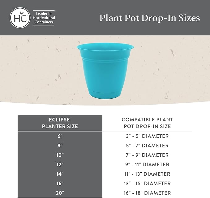 The HC Companies Eclipse Round Planter with Saucer - Outdoor & Indoor Plant Pot with Drainage Holes - Lightweight, UV-Resistant Plastic Pots for Plants, Flowers & Herbs (10" Warm Gray, Pack of 1)