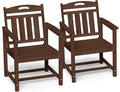 Ciokea HDPE Outdoor Patio Dining Chairs Set of 2, All-Weather Porch Chair with Wide Seat, Durable Outdoor Furniture for Backyard, Garden, Lawn & Poolside, Brown