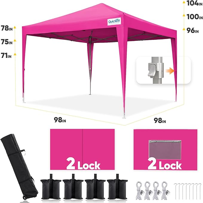 Quictent Privacy 8x8 Pop up Canopy Tent with Sidewalls and Roll-up Ventilated Windows, One Person Easy Setup, Outdoor Commercial Gazebo Shelter Enclosed Waterproof, Bonus 4 Sandbags