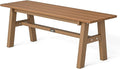 VINGLI 47” Outdoor Bench Garden Bench HDPE Porch Bench w/Metal Legs, Poly Lumber Patio Bench, 660 LBS Capacity Outdoor Backless Bench(Teak)