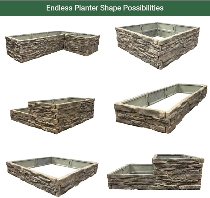 Raised Garden Bed Tan/Brown Ledgestones Composite Polyurethane Natural Look Stone Garden Planter Box (6-Pack)