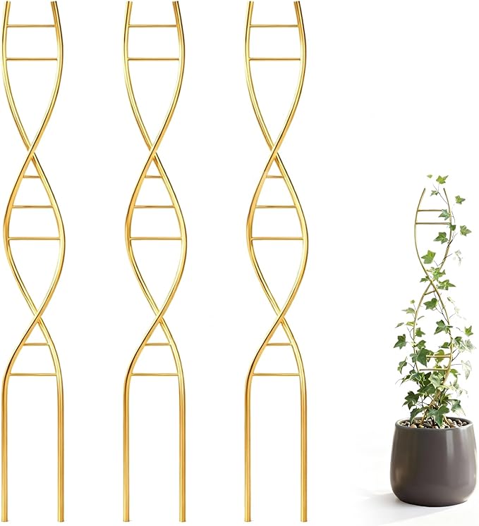 3 Pcs 15.75 Inch Indoor Plant Trellis for Potted Plants Small Climbing Plant Trellis for Pots with Unique DNA Spiral Design for Vine Plants, Easy Installation for Indoor Outdoor Use