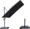 PURPLE LEAF 9 FT Outdoor Umbrella with Base Patio Cantilever Aluminum Umbrella with 3 Years Fade Resistance Recycled Fabric Offset Square with 360-degree Rotation for Deck Pool Garden, Graphite Grey