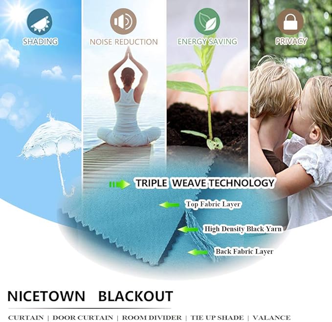 NICETOWN Outdoor Curtain for Patio Waterproof, Silver Stainless Steel Grommet Blackout Sunlight Blocking Outside Inside Living Divider for Balcony/Pool, 1 Panel, W52 x L84, Teal Blue