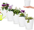 5 Pack 5 inch Self-Watering Pots, African Violets Planter with Drainage Holes and Reservoir, White Plastic Planter for Indoor Outdoor Plants Flowers and Houseplants White, 5 inch 5 pcs