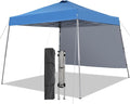 10X10 Pop Up Canopy, Slant Legs Instant Outdoor Canopy Tent with 1 Sidewall, Portable Patio Garden Deck Gazebo Shelter - 10x10 Base 8x8 Top