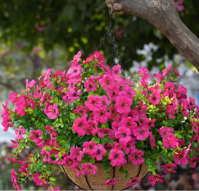 Artificial Flowers for Outdoor, UV Resistant Fake Silk Flowers, Realistic Faux Plants for Outside Indoor Porch Patio Window Box Planter Home Decor (14, Rosy)