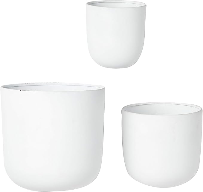 Deco 79 Metal Indoor Outdoor Wall Planter Indoor Outdoor Floating Hanging Planter, Set of 3 Plant Hanger 9", 7", 6"H, White
