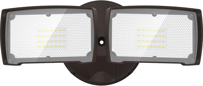 LEPOWER 3000LM LED Flood Light Outdoor, Switch Controlled LED Security Light, 28W Exterior Lights with 2 Adjustable Heads, 5500K, IP65 Waterproof for Garage, Yard, Patio Brown