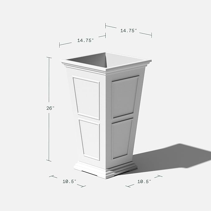 Veradek Fairmont Tall Plastic Planter - Large Outdoor Planter for Front Porch | Crack Resistant All-Weather Use | Classic Estate Design for Tall Plants, Flowers, Trees