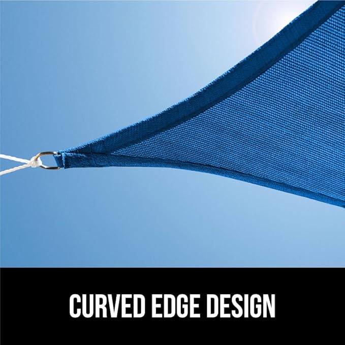 GORILLA GRIP Heavy Duty Sun Shade, UV Protection Fade Tear and Rust Resistant Rectangle Sunshade Canopy, Curved Edges Blocks Sunlight, Breathable Sail, Outdoor Patio, Lawn Garden, 16x16x16, Blue