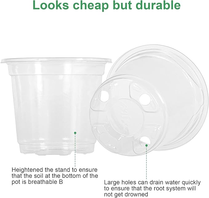 MIXC Clear Plant Nursery Pots with Humidity Dome 4" Soft Transparent Plastic Gardening Pot Planting Containers Cups Planter Small Starter Seed Starting Trays for Seedling with 10pcs Plant Labels