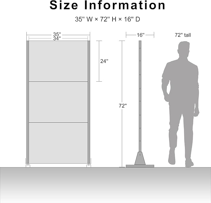 Casaphoria Metal Privacy Screen Outdoor, 72" H x 35" W Freestanding Decorative Privacy Screen for Patio Deck Balcony Garden with Stable Base, Black-Square
