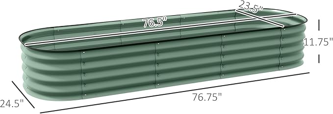 Outsunny 6.5' x 2' x 1' Galvanized Raised Garden Bed Kit, Outdoor Metal Elevated Planter Box with Safety Edging, Easy DIY Stock Tank for Growing Flowers, Herbs & Vegetables, Green